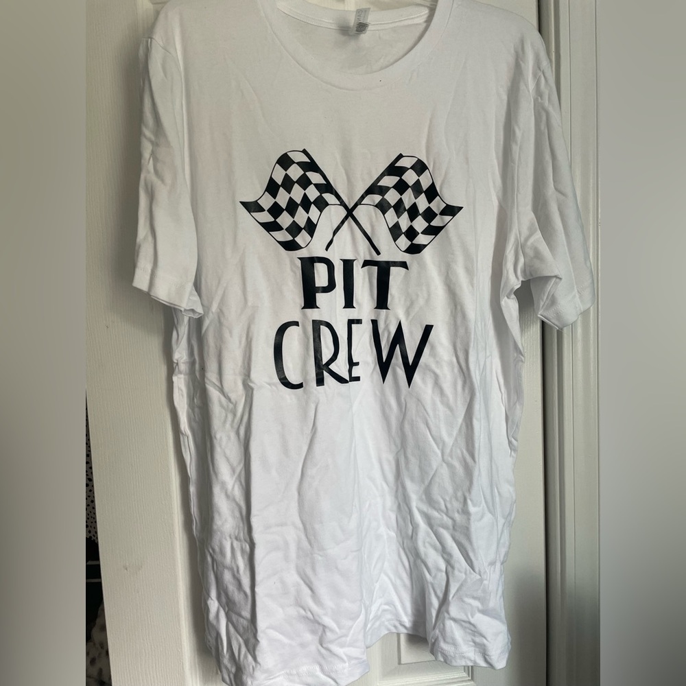 White Racing Pit Crew Tshirt XL adult